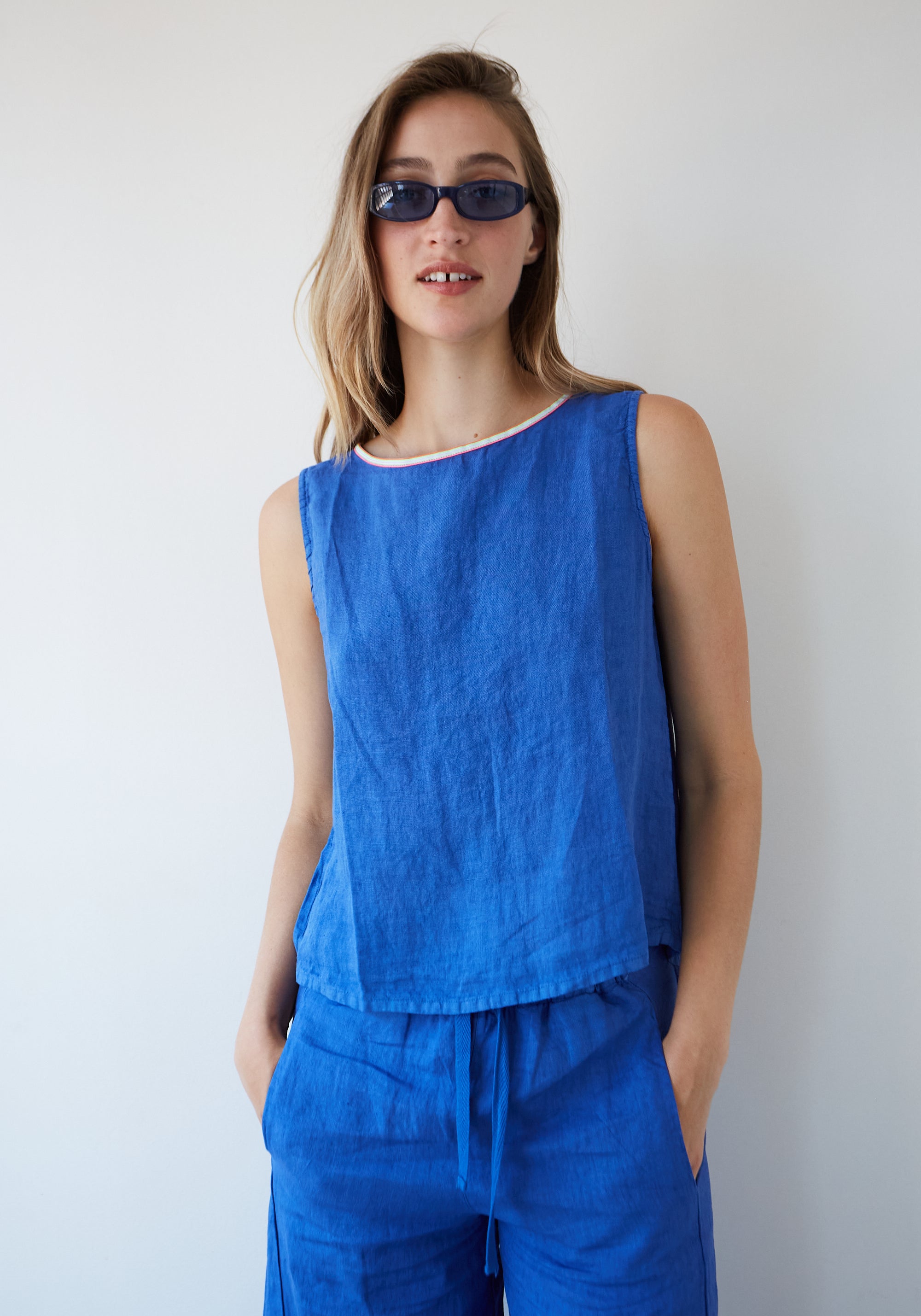 Blue Linen Ana Top