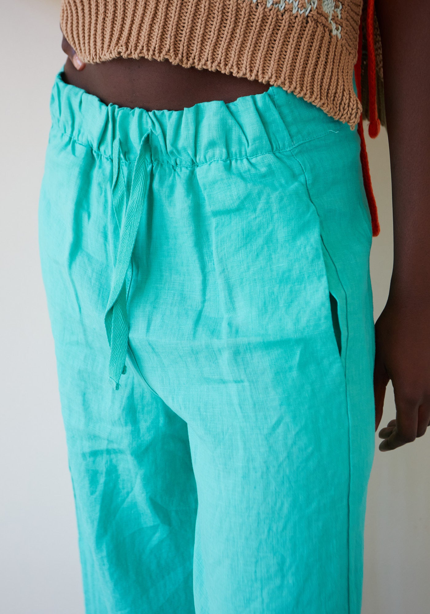 Emerald Linen Bomba Pants