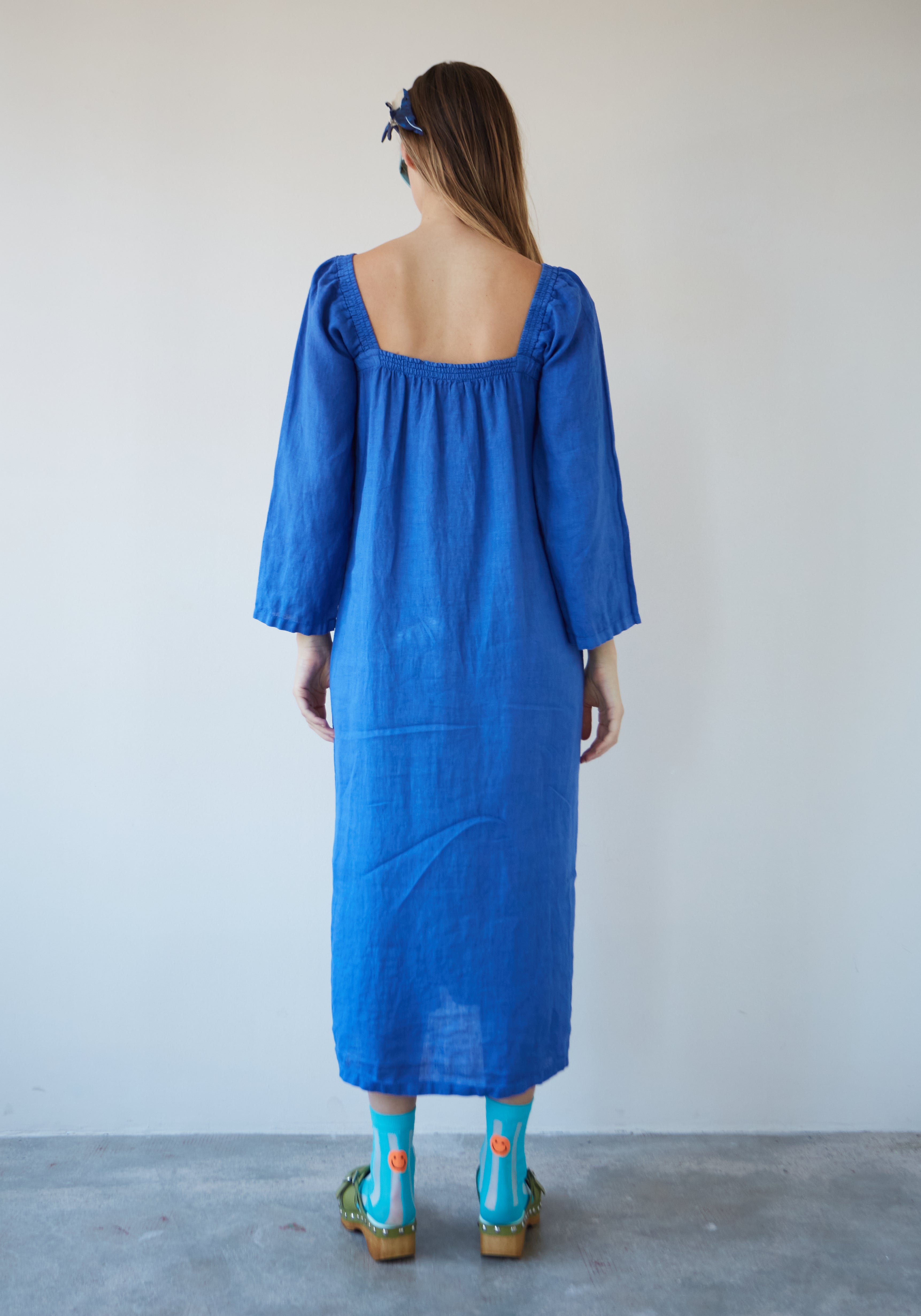 Vestido Sorbete Lino Azul