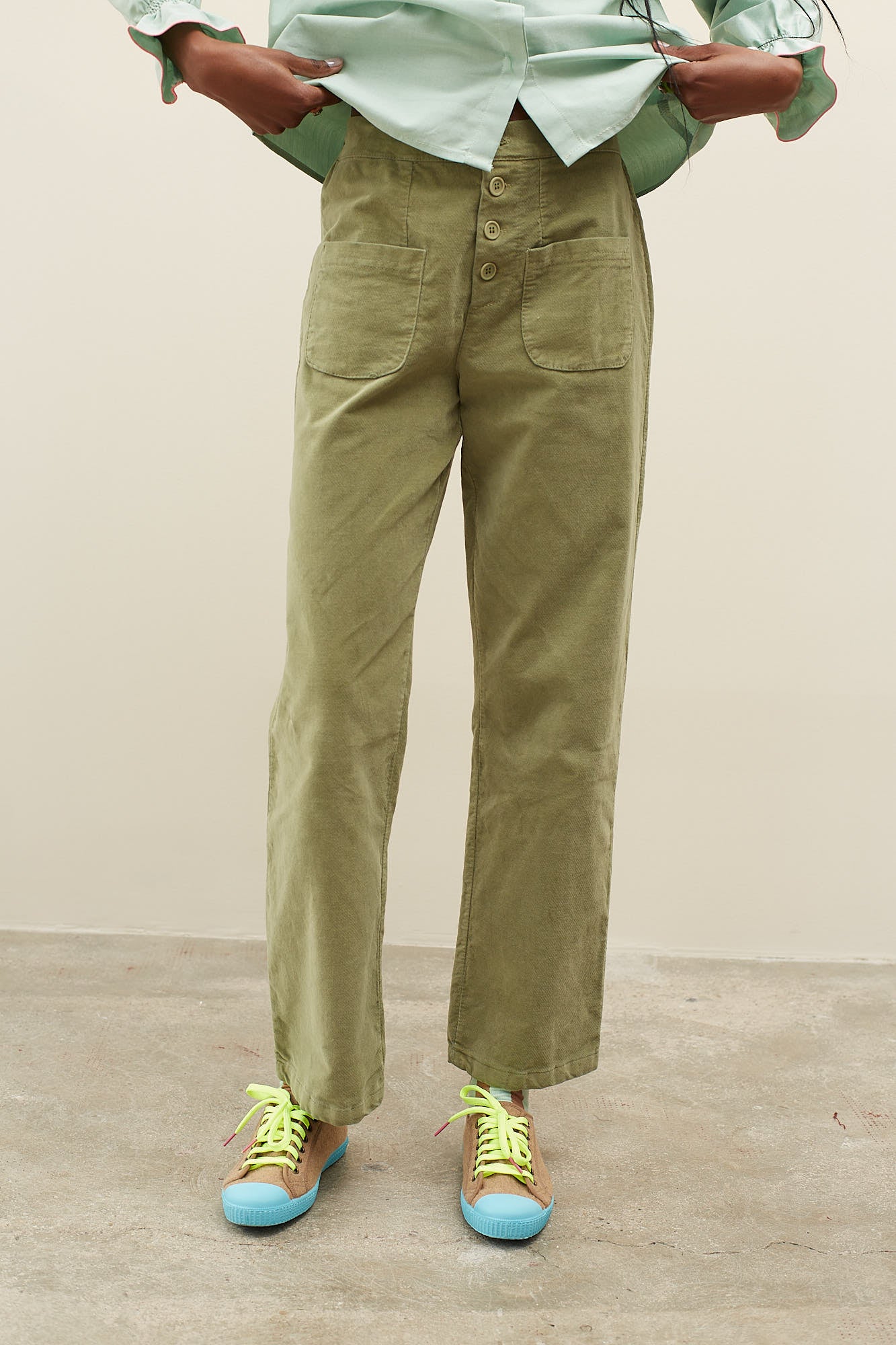 Green Flow Velvet Pants