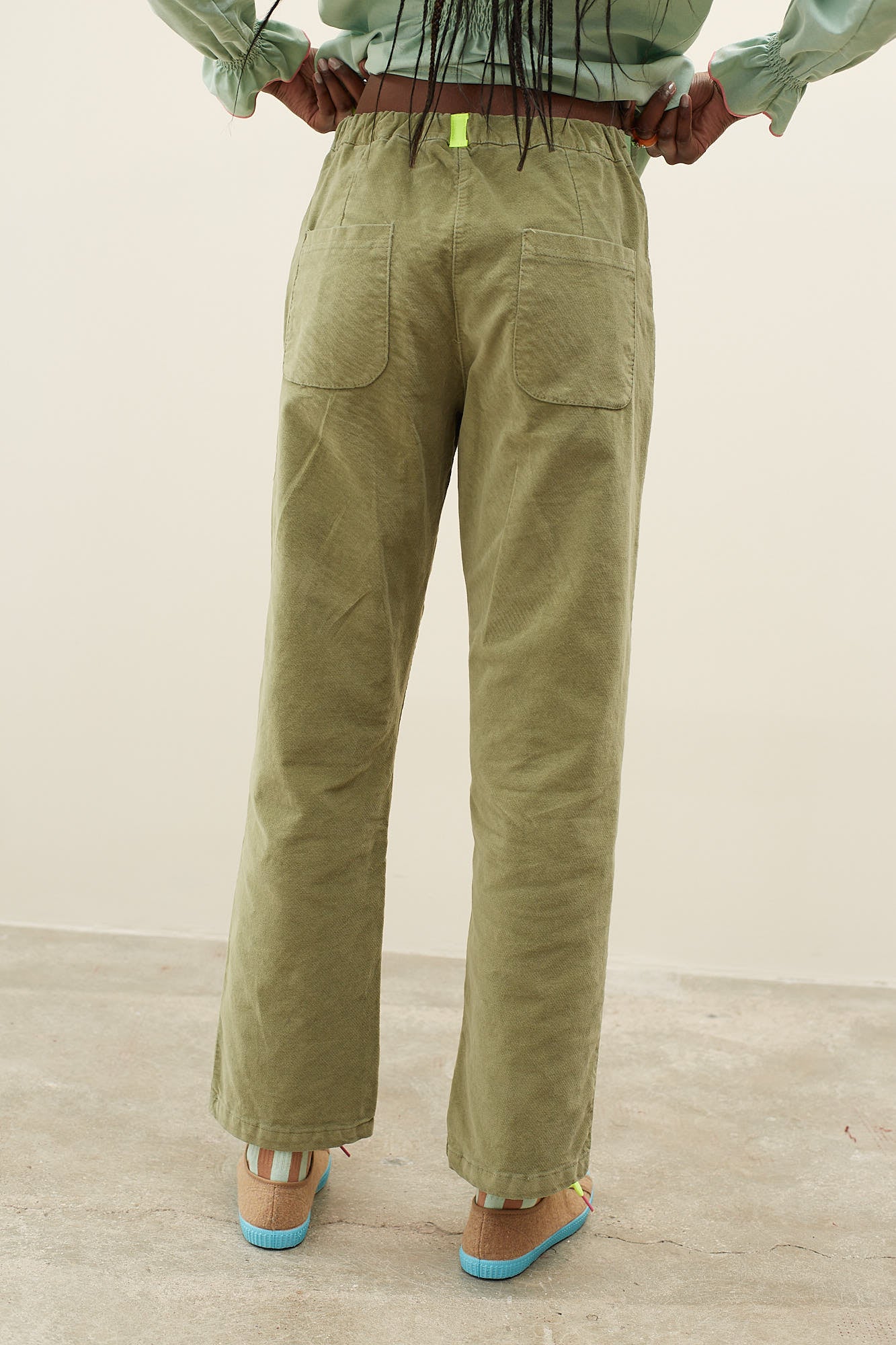 Green Flow Velvet Pants