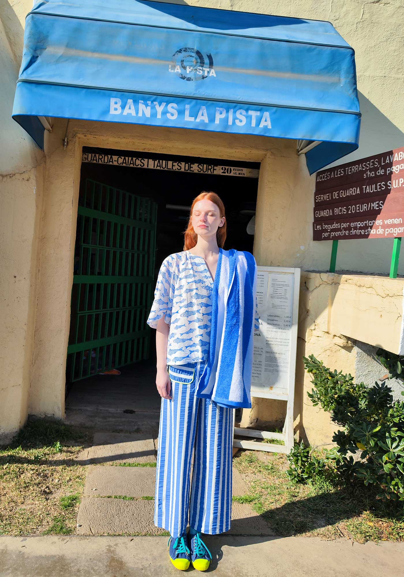 Blue Striped Bow Trousers