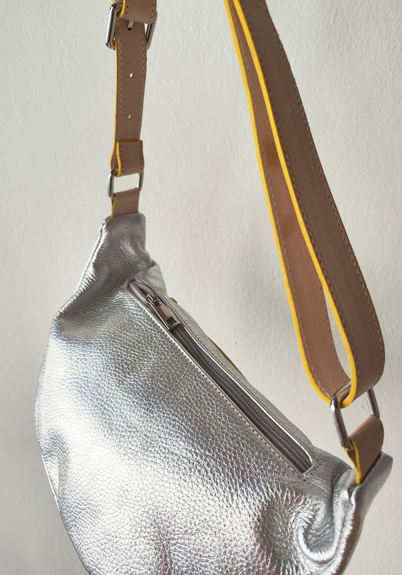 Silver Leather Fanny Pack